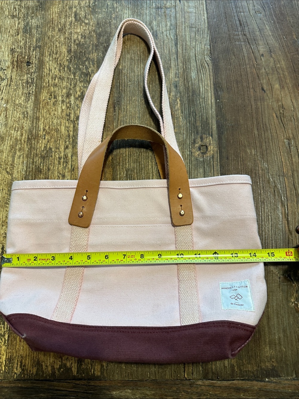 IMMODEST COTTON pink canvas tote bag - Picture 4 of 8
